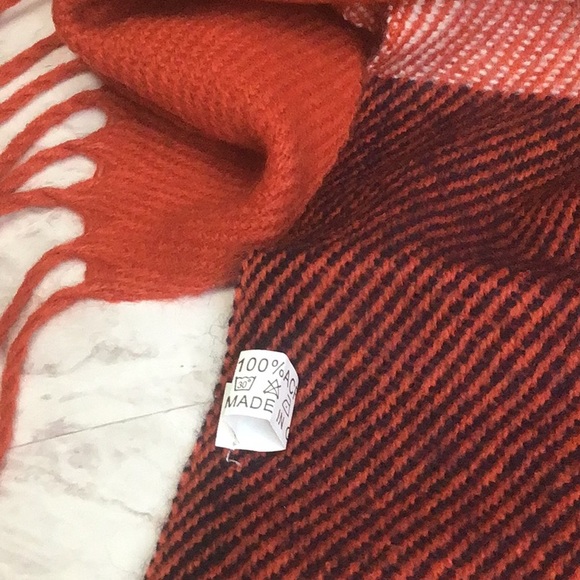 Plaid Wrap Scarf, Rust, Terracotta , Navy and Cream Plaid. Shawl Wrap - Picture 4 of 4